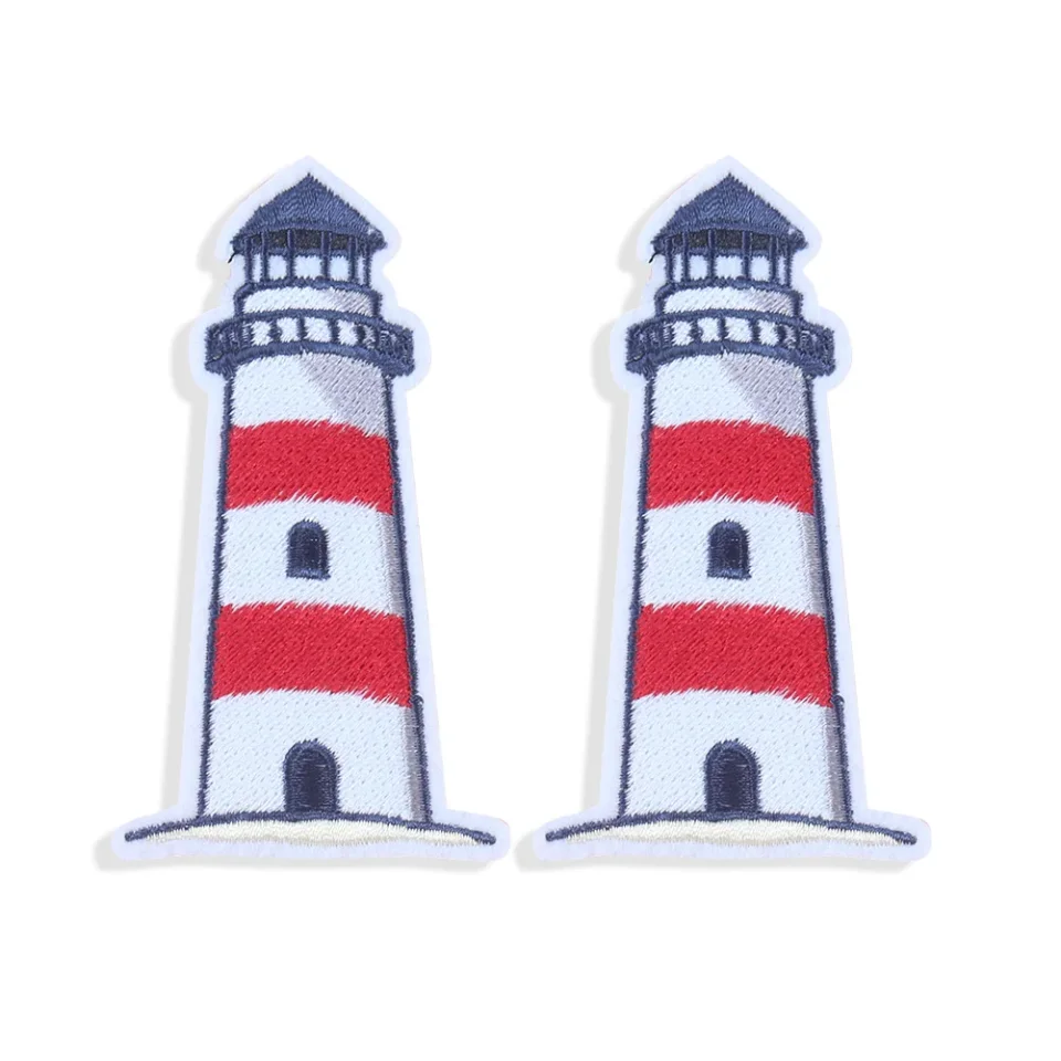 5 uds insignias de faro parches bordado mediterráneo apliques de hierro en pegatinas para ropa tela suministros de costura