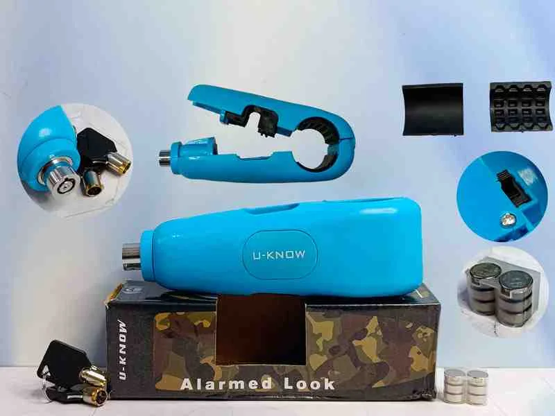 CANDADO+ALARMA AZUL U-KNOW P/MOTO 12056AZ