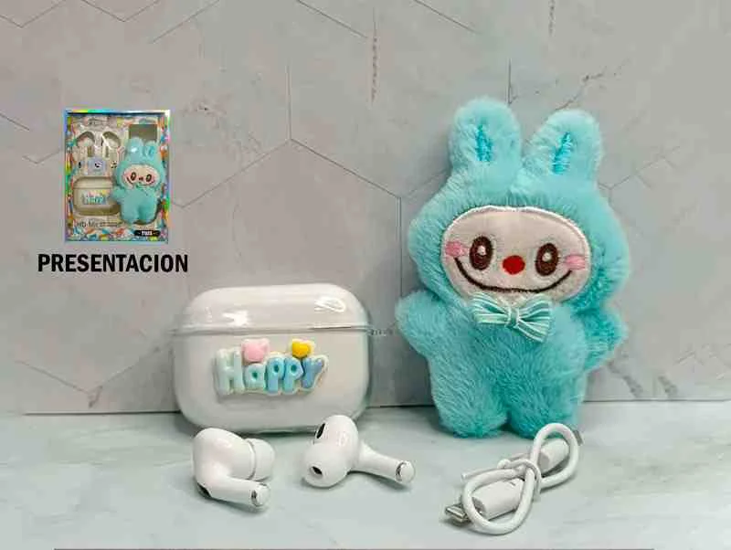 AUDIFONO TWS PELUCHE LABUBU AZUL HD-MIC 102416-AZ