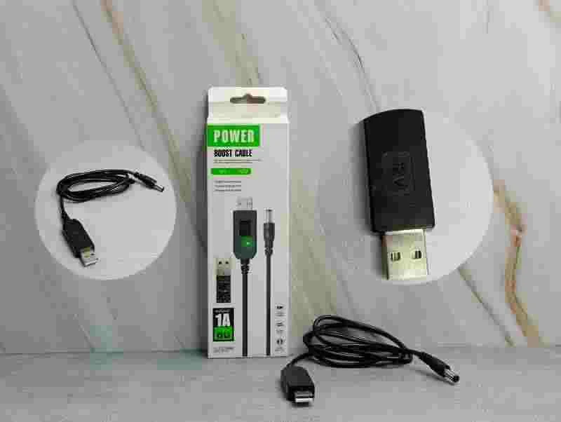 CABLE POWER BOOST DC USB-5.5MM 5V A 12V 1A C/LUZ 355561-12V