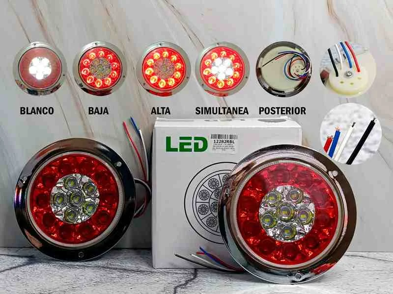 PAR STOP 12V DOBLE BD-CROM-PLAST REDO 16L ROJO-BLANCO 14CM 12282RBL
