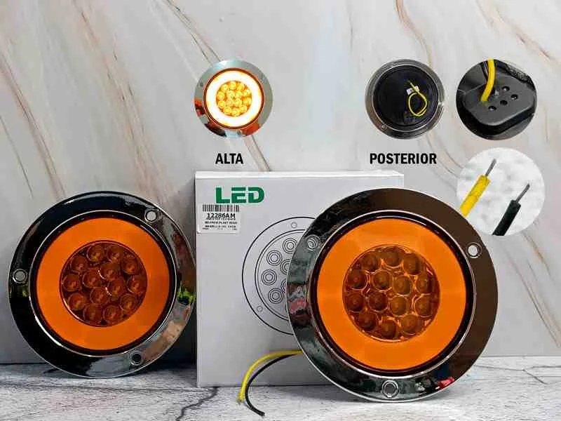 PAR STOP 12V MATE BD- CROM-PLAST REDO AMARILLO 14L 14CM 12286AM