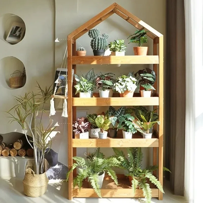 Soportes Negros para Plantas de Jardín, Estantes de Madera para Macetas, Soportes para Plantas de Patio, Muebles de Terraza para Exteriores