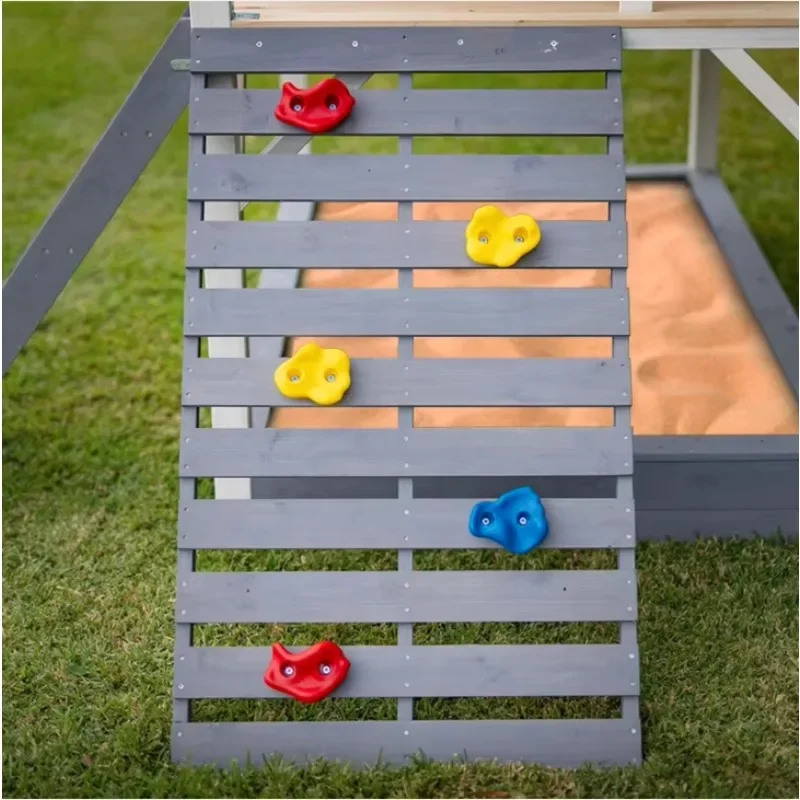 Casita de Juegos de Madera para Niños, para Jardín o Patio Exterior, con Tobogán y Caja de Arena