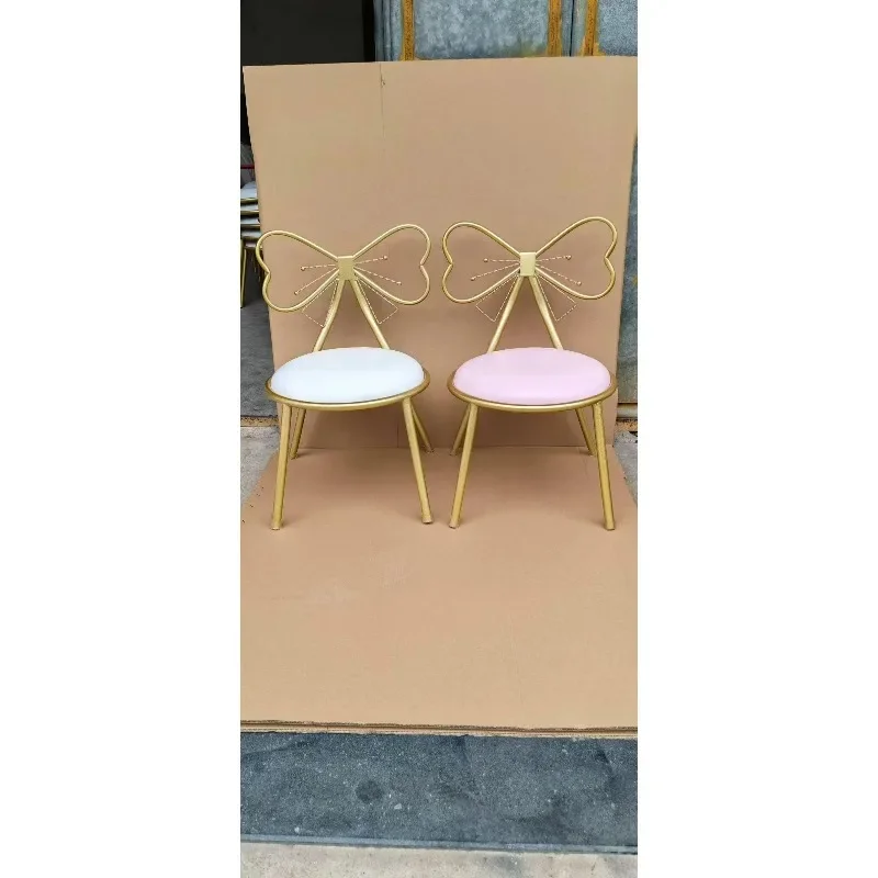 Silla de comedor para fiestas infantiles, silla infantil con respaldo, banco para el hogar o el estudio, taburete pequeño y adorable con forma de mariposa y lazo, silla infantil.
