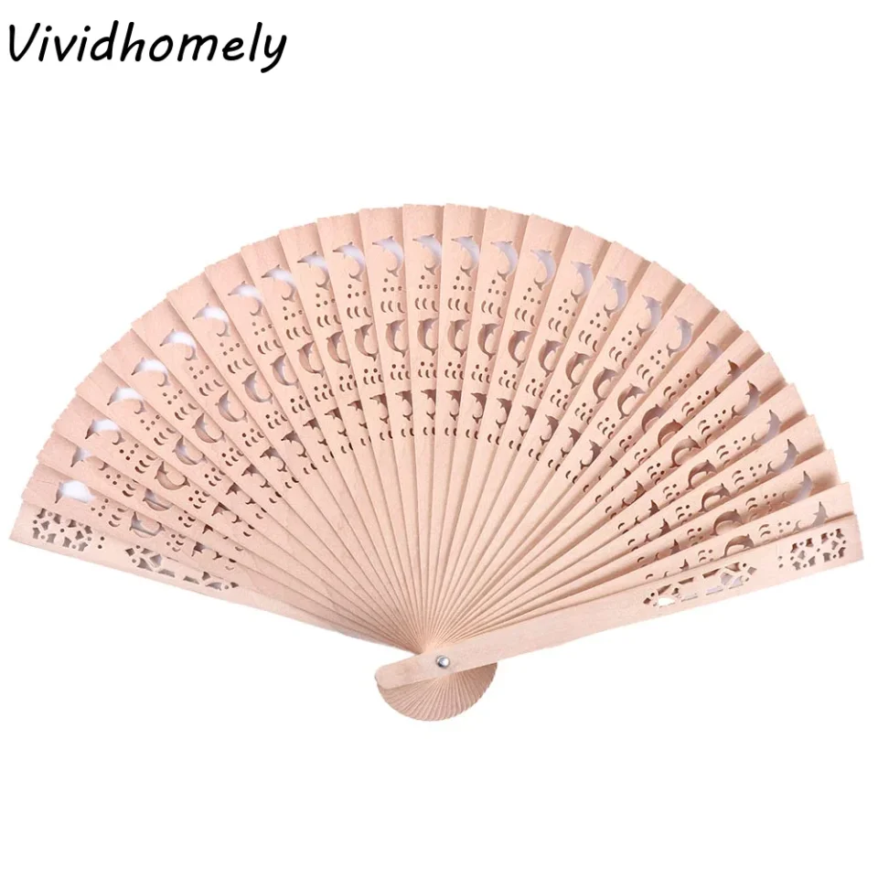 Abanicos de Madera de Sándalo para el Hogar, Abanicos Perforados, Accesorios para Fotos, Abanicos de Mano con Flores, Abanicos Plegables, Abanicos de Mano Huecos para Danza