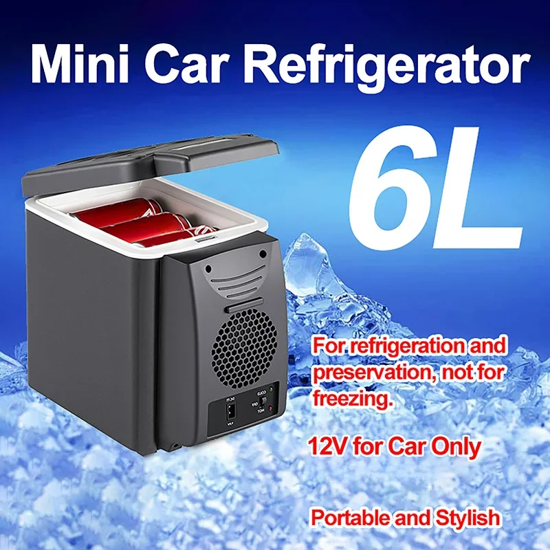 Refrigerador para Auto de 6L, 12-220V, Enfriamiento y Calefacción, Apto para Turismo, Campismo al Aire Libre, Refrigeración y Aislamiento de Alimentos y Bebidas