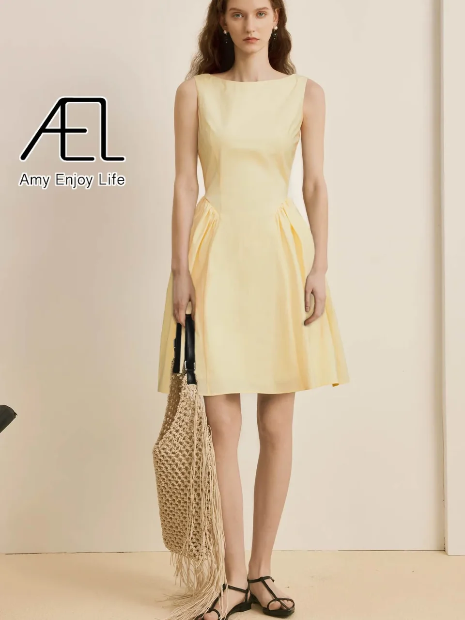 AEL Vestidos elegantes de verano para mujer, ropa acampanada, vestido ajustado sin mangas con cuello redondo
