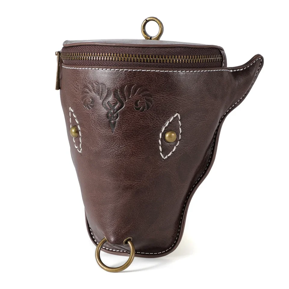 Medieval Casual marrón viaje Retro Cool Animal cabeza de toro gran capacidad teléfono bolsa cintura/pierna bolsa Vintage Cosplay accesorios paquete