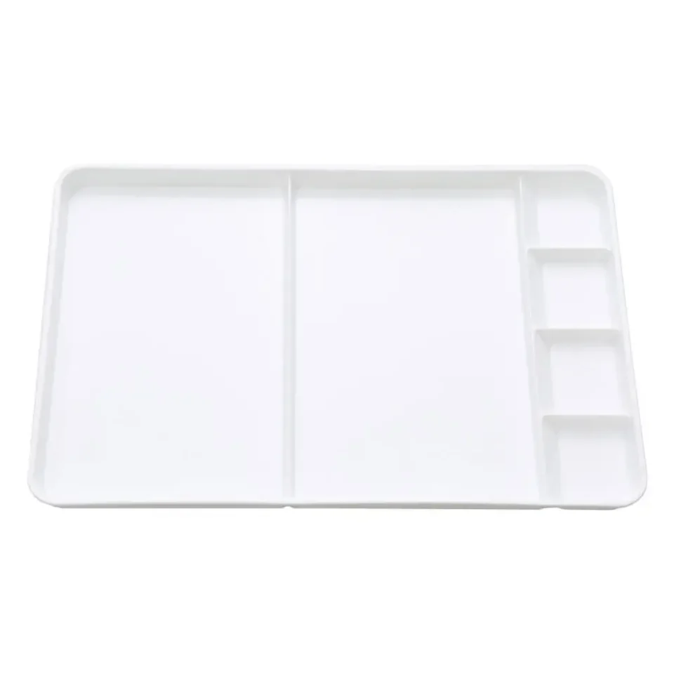 Paleta de pintura de plástico con 12 compartimentos, material PP duradero, superficie lisa, mezclador de acuarelas portátil, bandeja de pigmentos para arte