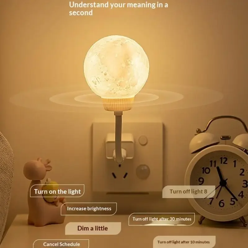 Linda luz nocturna con control por voz y un suave brillo cálido para la decoración de dormitorios, habitaciones infantiles y guarderías.