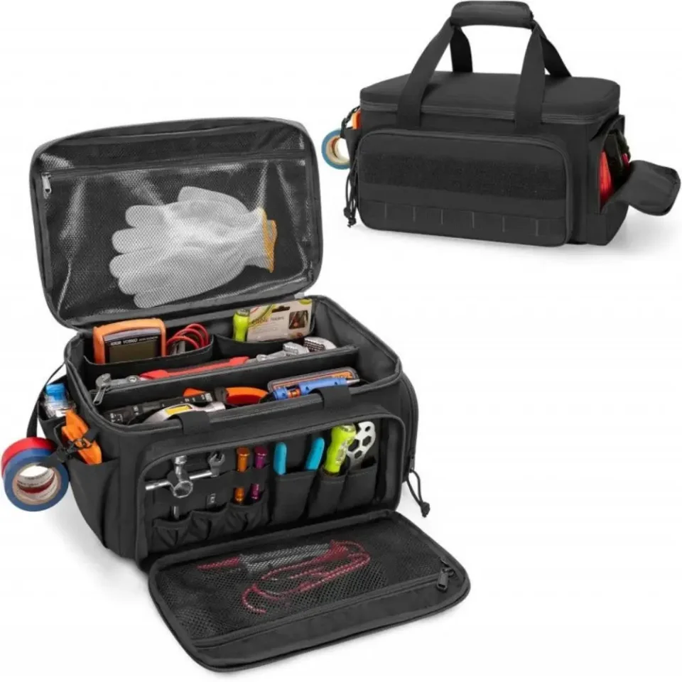 Bolsa de almacenamiento de herramientas con asa cómoda, Base gruesa acolchada, estuche de herramientas fácil de llevar, bolsa de herramientas resistente al agua de Color negro
