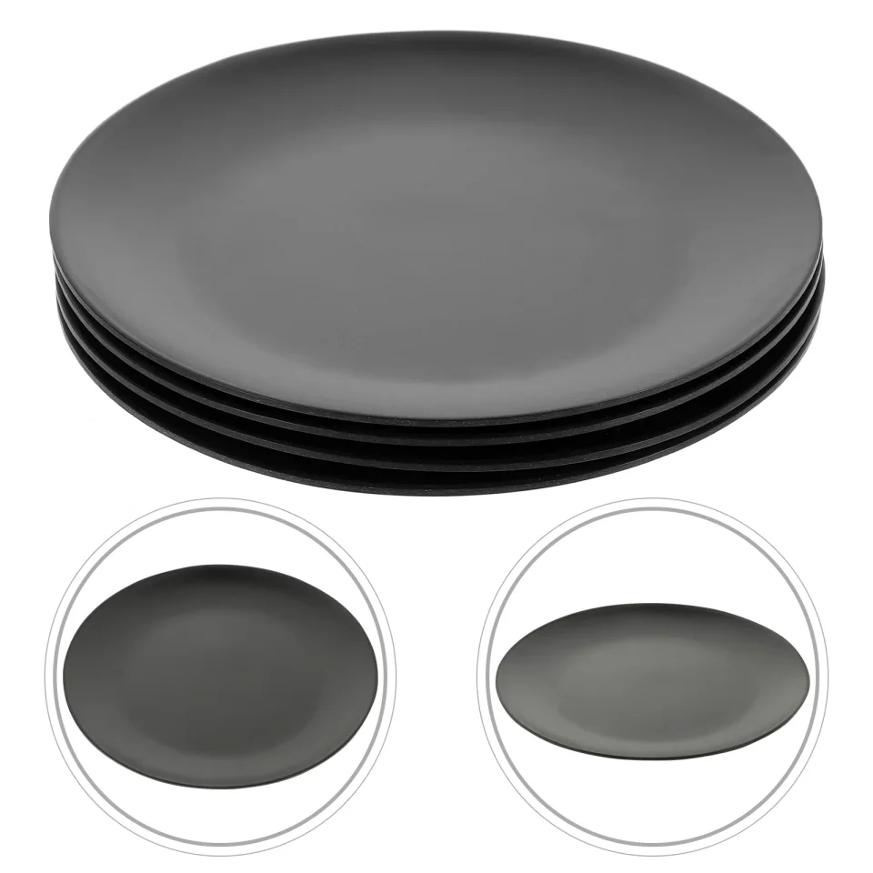 Plato redondo de melamina, platos de cena resistentes, platos de cocina de fondo plano, plato de melamina, juego de vajilla gótica, plato para ensalada de frutas