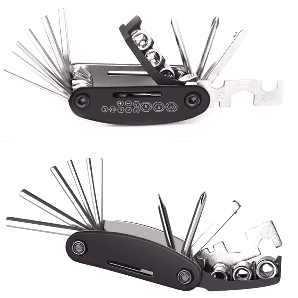 Kit de herramientas de reparación de bicicletas, accesorios para bicicletas, juego de herramientas múltiples con bomba, parche para neumáticos, juego de herramientas portátiles para bicicletas de montaña y carretera