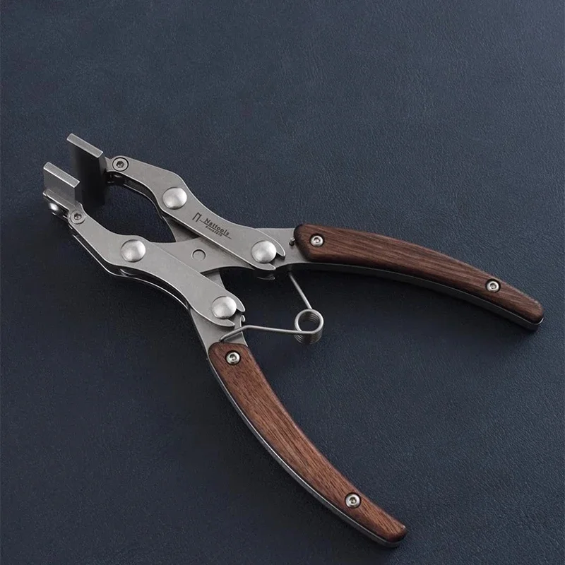 Nattools-herramientas artesanales de cuero hechas a mano, alicates planos de cuero, alicates dobles profesionales de acero inoxidable