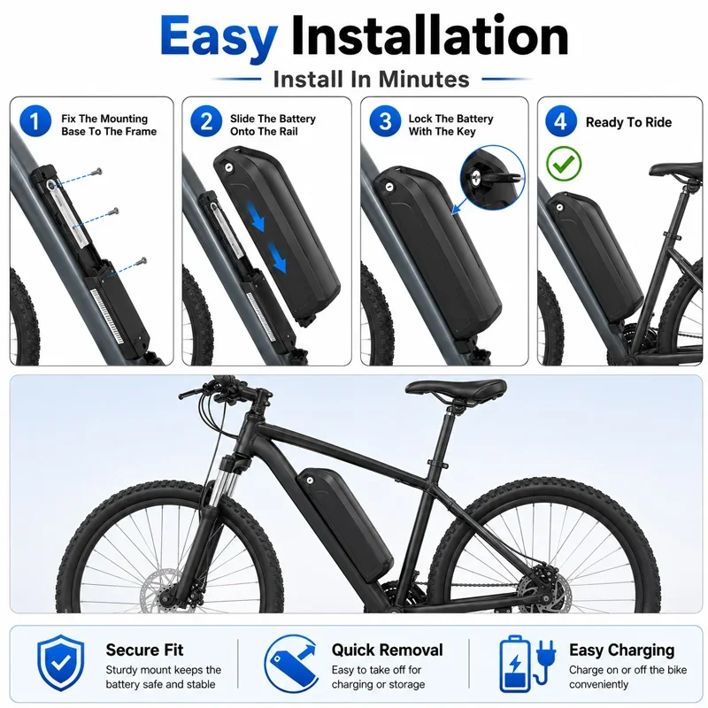48V 36V HaiLong Ebike batería BMS bicicleta eléctrica tubo inferior batería de litio para 1500W 1000W 750W 500W 250W BAFANG Motor