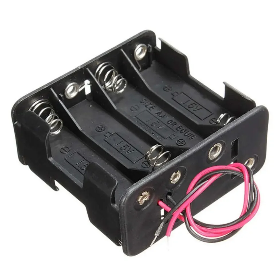 Caja de soporte de batería, cajas de almacenamiento con ranura de Clip de batería de 12V, cajas de Banco de energía, pila de 8 baterías AA con cable de 6 cables