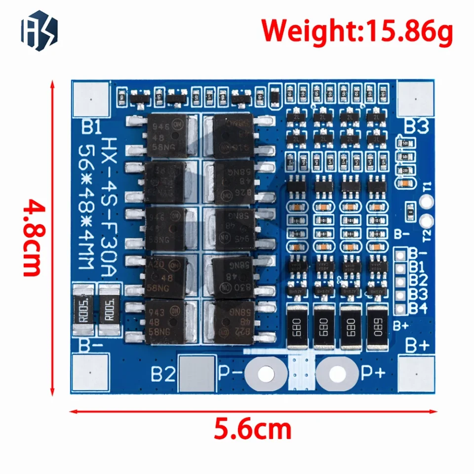 4S 3,2 V 3,7 V 30A LiFePO4/batería de litio BMS Placa de protección de carga 12,8 V 14,4 V 18650 32650 paquetes de baterías con equilibrio
