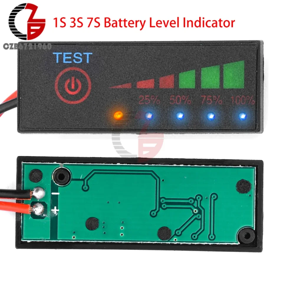 Indicador de nivel de batería, placa indicadora de porcentaje de batería, probador de capacidad de batería, pantalla LED, tablero de carga, 1S, 3S, 7S