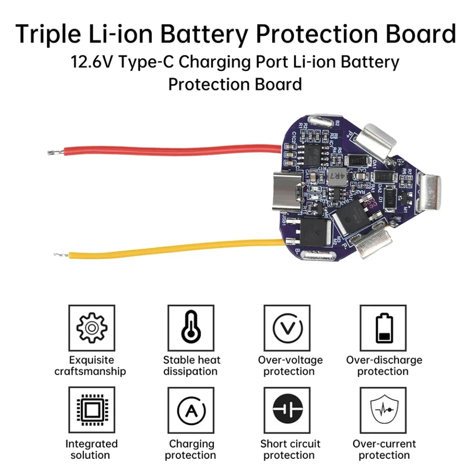 Placa de protección de carga de batería 3S BMS 12,6 V 20A módulo de placa de circuito de protección de batería de litio de iones de litio para herramientas eléctricas