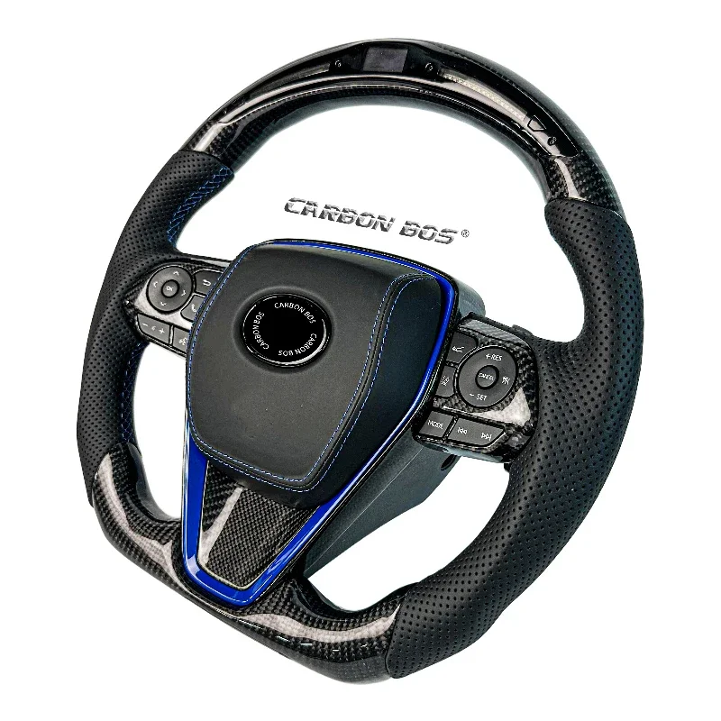 Bos de carbono para Toyota Camry con volante LED, accesorios negros de fibra de carbono para coche Camry 8th 7th 6th Toyota Camry