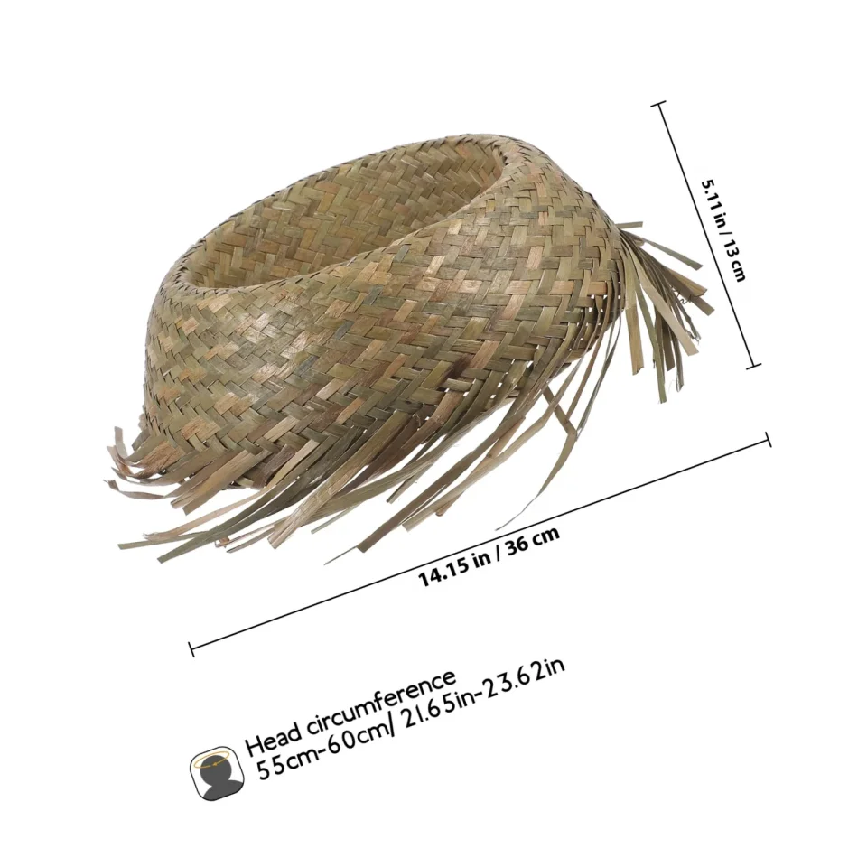 Sombrero tejido de paja para hombres y mujeres, visera de playa de ala ancha, sombrerería temática mexicana para fiesta hawaiana Luau, accesorio para vacaciones