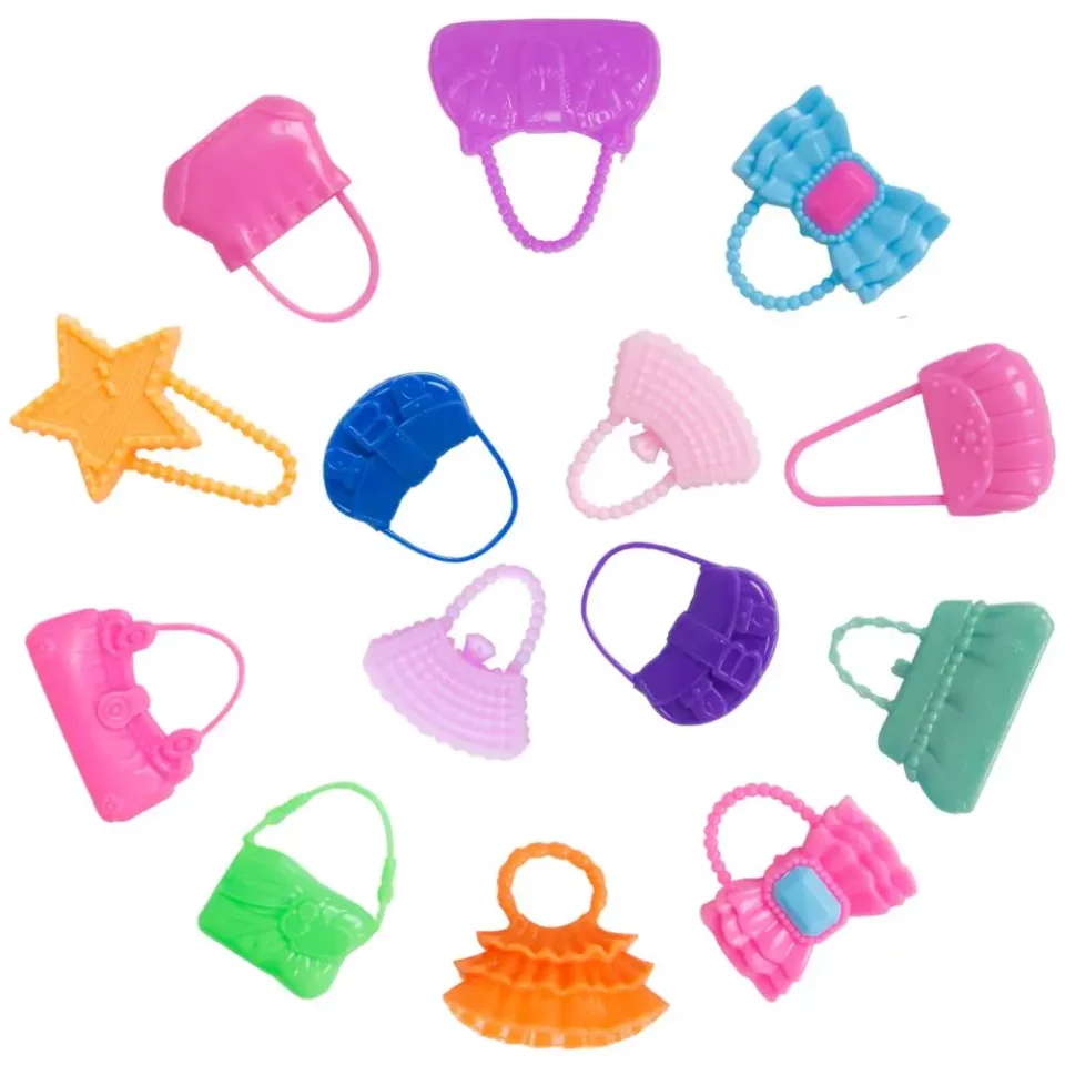 42 artículo/juego de accesorios para muñecas = 10 Uds. De zapatos + 8 collar, 4 gafas, 2 coronas, 2 bolsos + 8 Uds. De ropa para muñecas 1/6