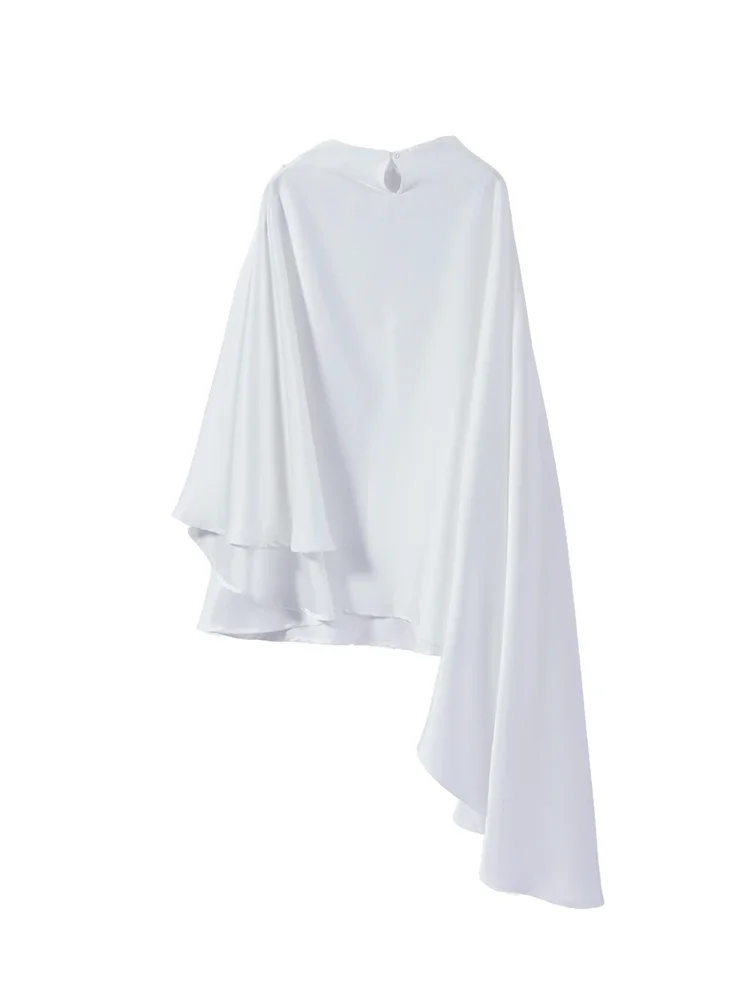 Conjuntos de Pantalones para Mujer, Cuello Redondo Sólido, Tops Asimétricos Oversize, Pantalones de Pierna Ancha con Cintura Elástica, Nuevos Conjuntos de Moda para Oficina