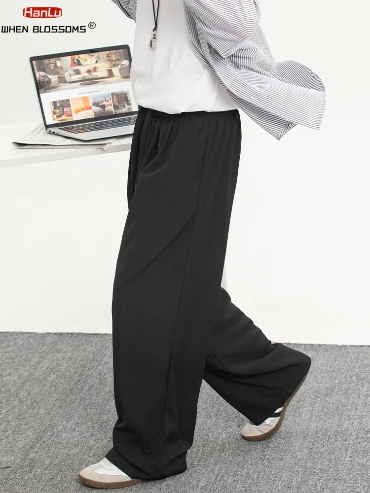 Pantalones informales refrescantes y transpirables para hombre, pantalones holgados de pierna recta, resistentes a las arrugas, para primavera/verano 2025