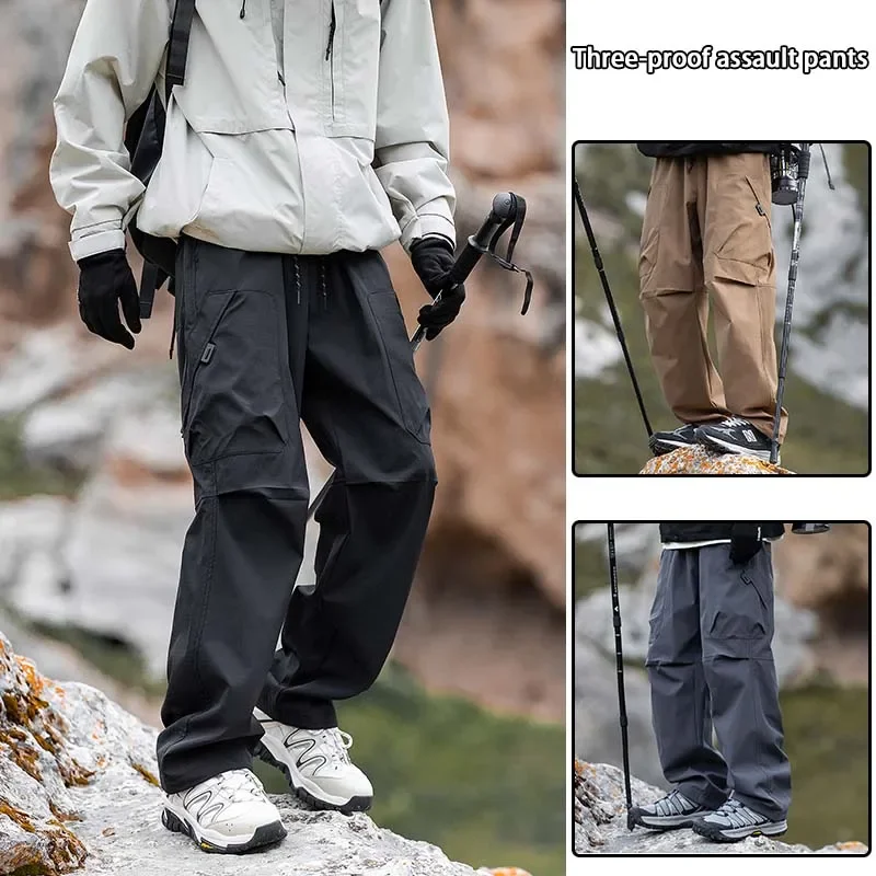 Pantalones de escalada para hombre, pantalones de ciclismo a prueba de viento y lluvia, pantalones Cargo para viaje de senderismo, pantalones deportivos para acampar al aire libre y correr