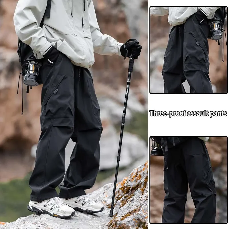 Pantalones de escalada para hombre, pantalones de ciclismo a prueba de viento y lluvia, pantalones Cargo para viaje de senderismo, pantalones deportivos para acampar al aire libre y correr