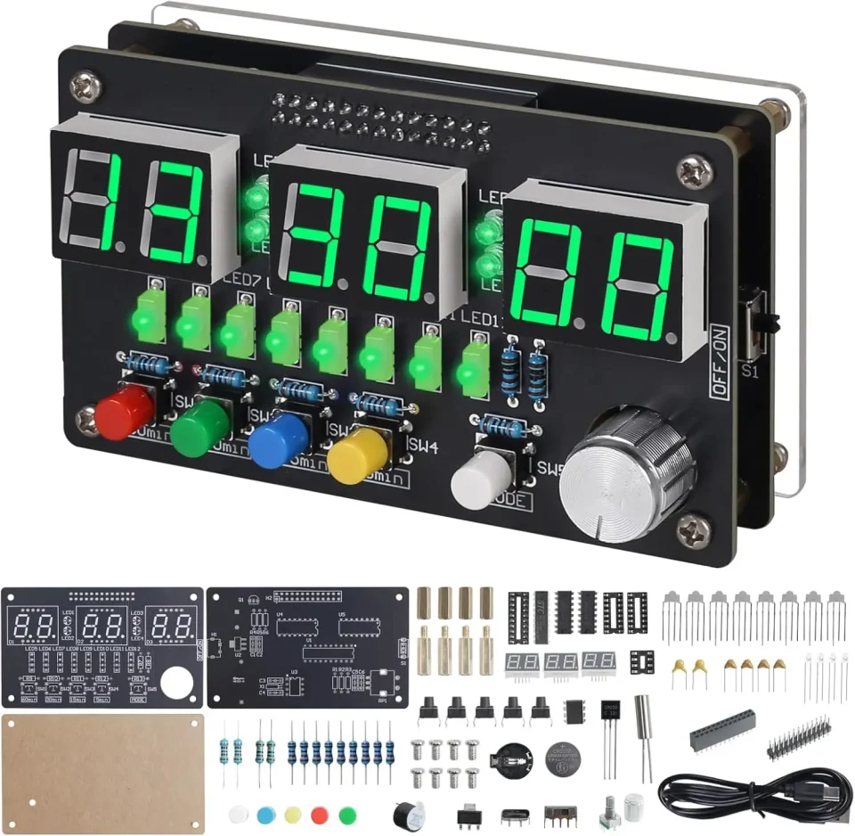 Kit de soldadura de reloj electrónico, reloj Digital de 6 bits con luces coloridas, temporizador de cuenta atrás DIY, Kit electrónico de reloj despertador de 24 horas
