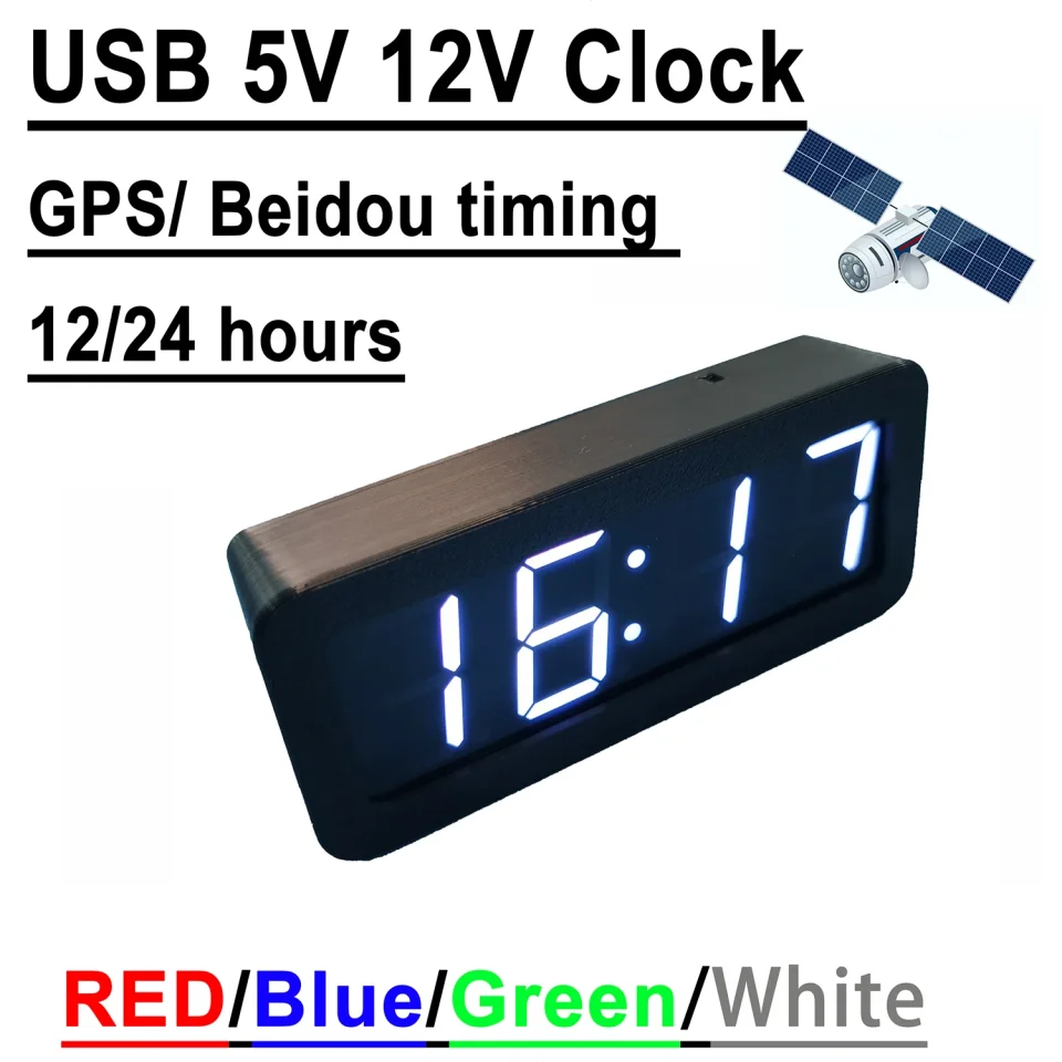USB 5V 12V reloj de coche GPS Beidou sincronización satelital 12/24 horas reloj electrónico LED pantalla de tiempo Digital apagado reloj de memoria