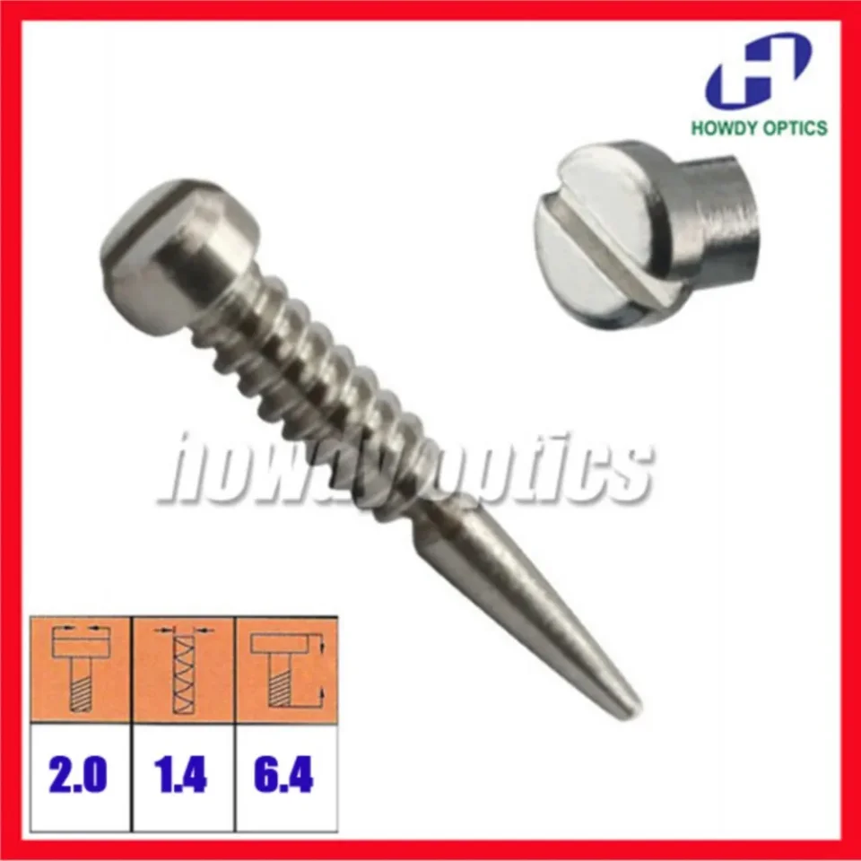 200 Uds tamaño 2,0x1,4x6,4mm gafas ópticas accesorios de tornillo extremo puntiagudo tornillos de autoalineación