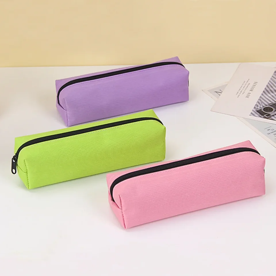 Estuche de lápices de Color sólido, bolsas de lápices simples para estudiantes, nueva papelería, suministros escolares, regalo para niños, bolsa de cosméticos grande con cremallera