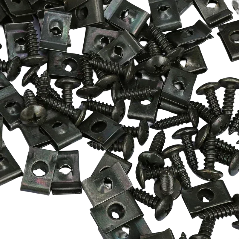 Tornillos autorroscantes de Metal mezclados, Clips en forma de U, Clip de retención de tornillo antioxidante para motocicleta y coche, para Scooter, ATV, ciclomotor, bicicleta eléctrica