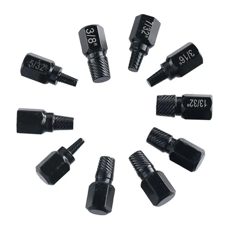 Juego de 10 extractores de tornillos y pernos con dientes antideslizantes para desmontar tornillos rotos o dañados