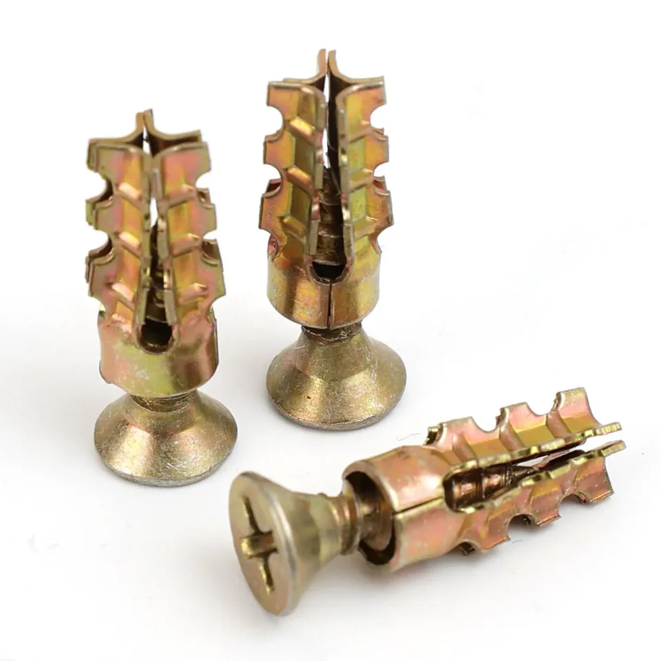 Juego de tornillos autorroscantes dentados, tornillos de expansión para anclaje en pared, tornillos de expansión con tubo, tornillos de expansión con broca para reparación de bisagras de muebles