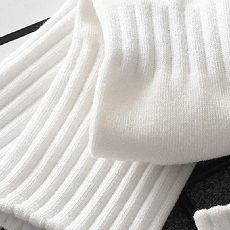 5 pares de calcetines de longitud media para hombre de otoño e invierno, calcetines deportivos blancos antiolor, absorbentes del sudor y transpirables