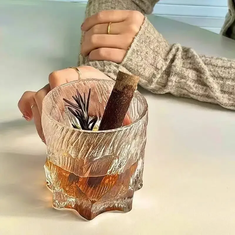 Copa de whisky antigua de glaciar, superficie de hielo mate, copa de vino y roca, vaso de whisky, taza de Vodka, taza de cerveza, embalaje de caja de regalo de madera