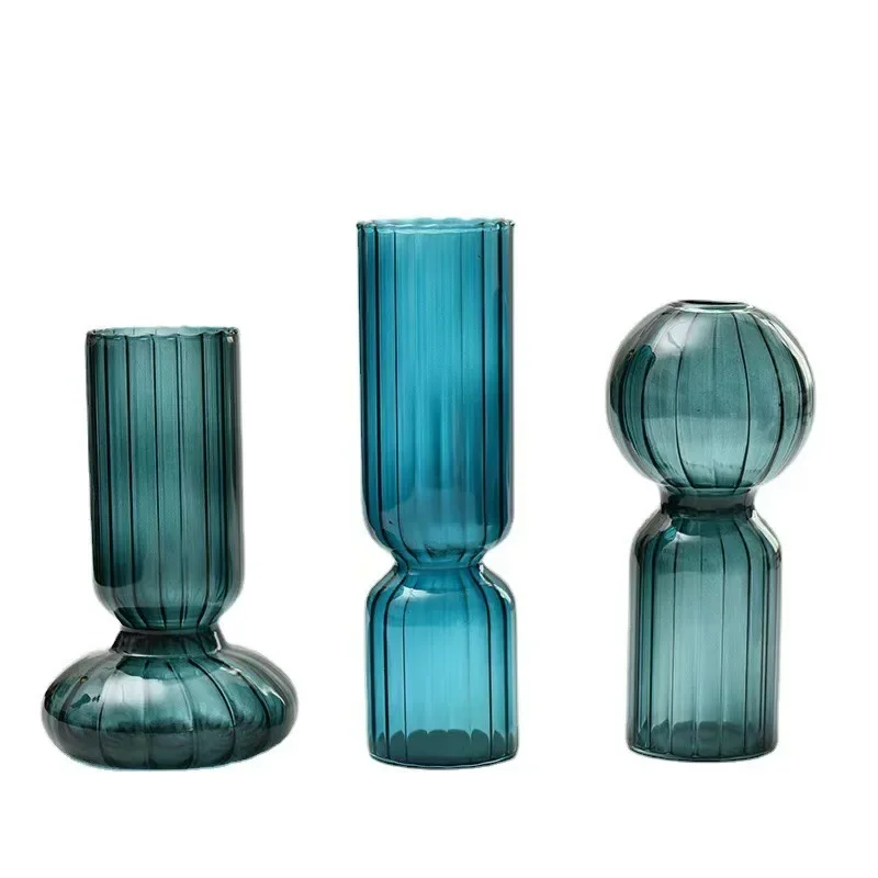 Jarrones Coloridos, Jarrones de Vidrio Retro Modernos, Artículos Decorativos para el Hogar y la Oficina, Jarrones Hidrófilos