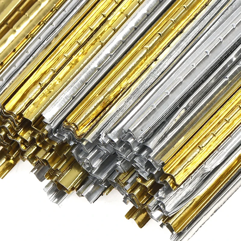 Herramienta de cerrajero con acabado de tira de papel de aluminio, consumible, dorado y plateado, de una sola fila o doble fila, 4,6 cm, 90 unidades