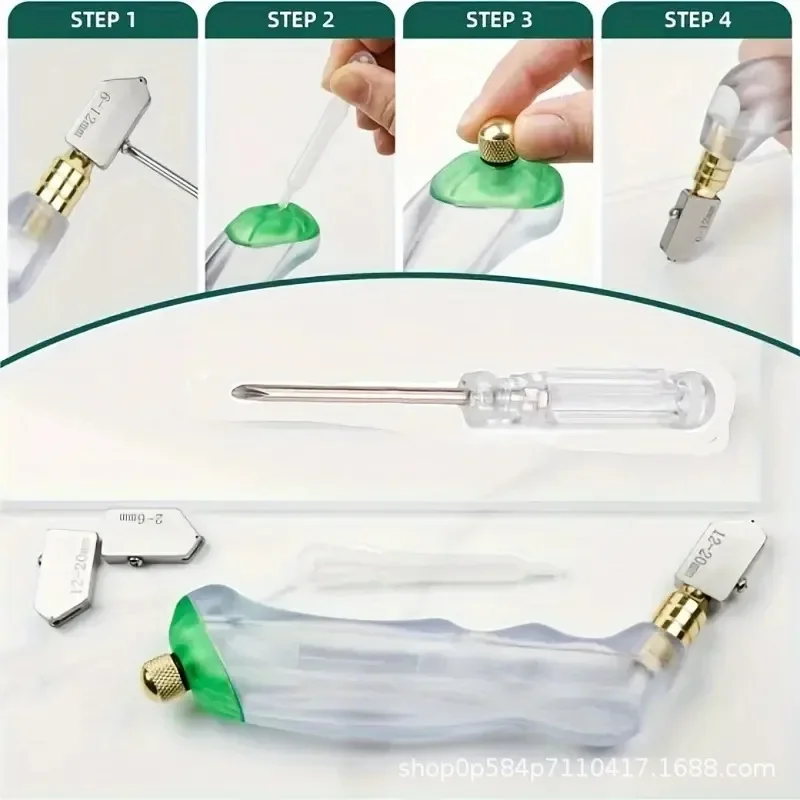 Kit de herramientas para cortar vidrio, alicates para romper vidrio, cortador de azulejos, cortador de mosaico con marcador de azulejos y rueda de corte