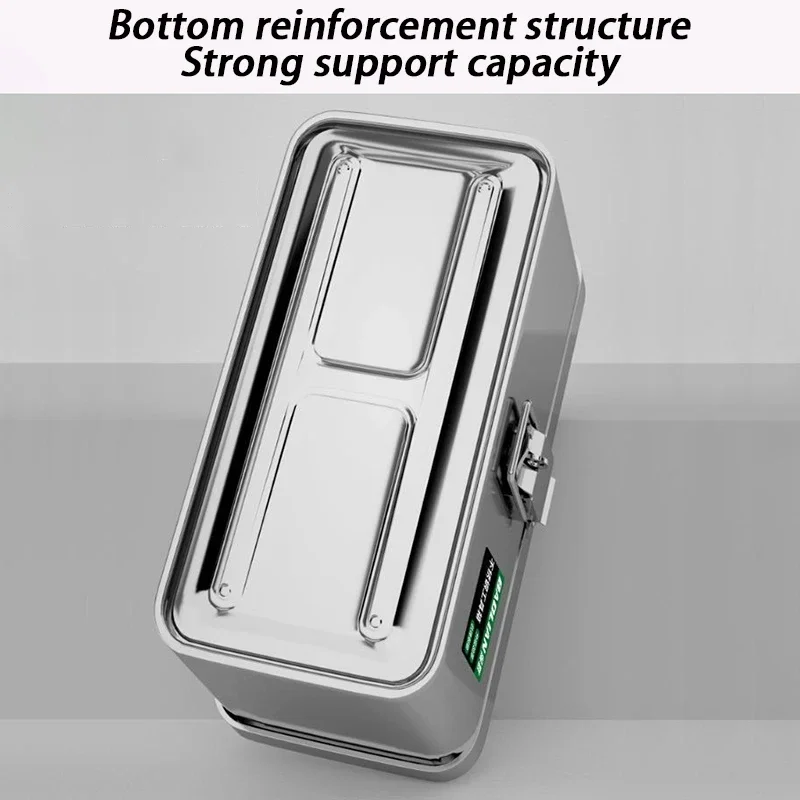 Caja de herramientas de acero inoxidable, organizador electrónico, caja de herramientas mecánica para coche, herramientas de almacenamiento de Hardware engrosado, caja de herramientas de mano