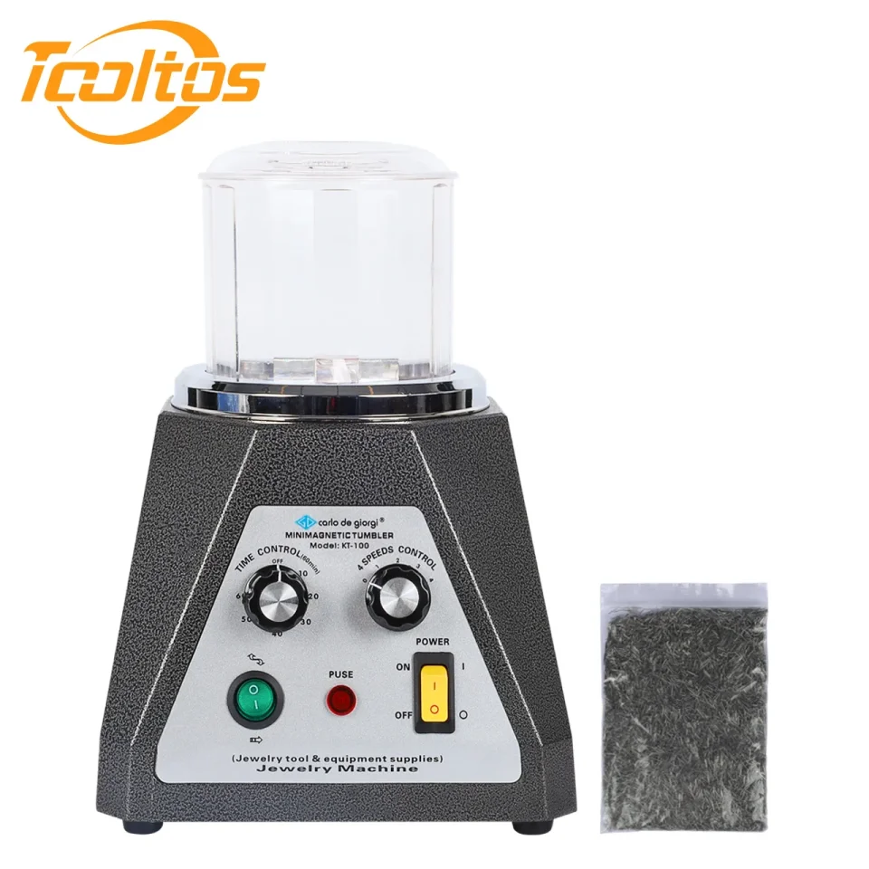 TOOLTOS KT 100 Mini máquina pulidora de joyas con taza magnética, pulido magnético y limpieza rotativa, herramientas de desbarbado de joyería