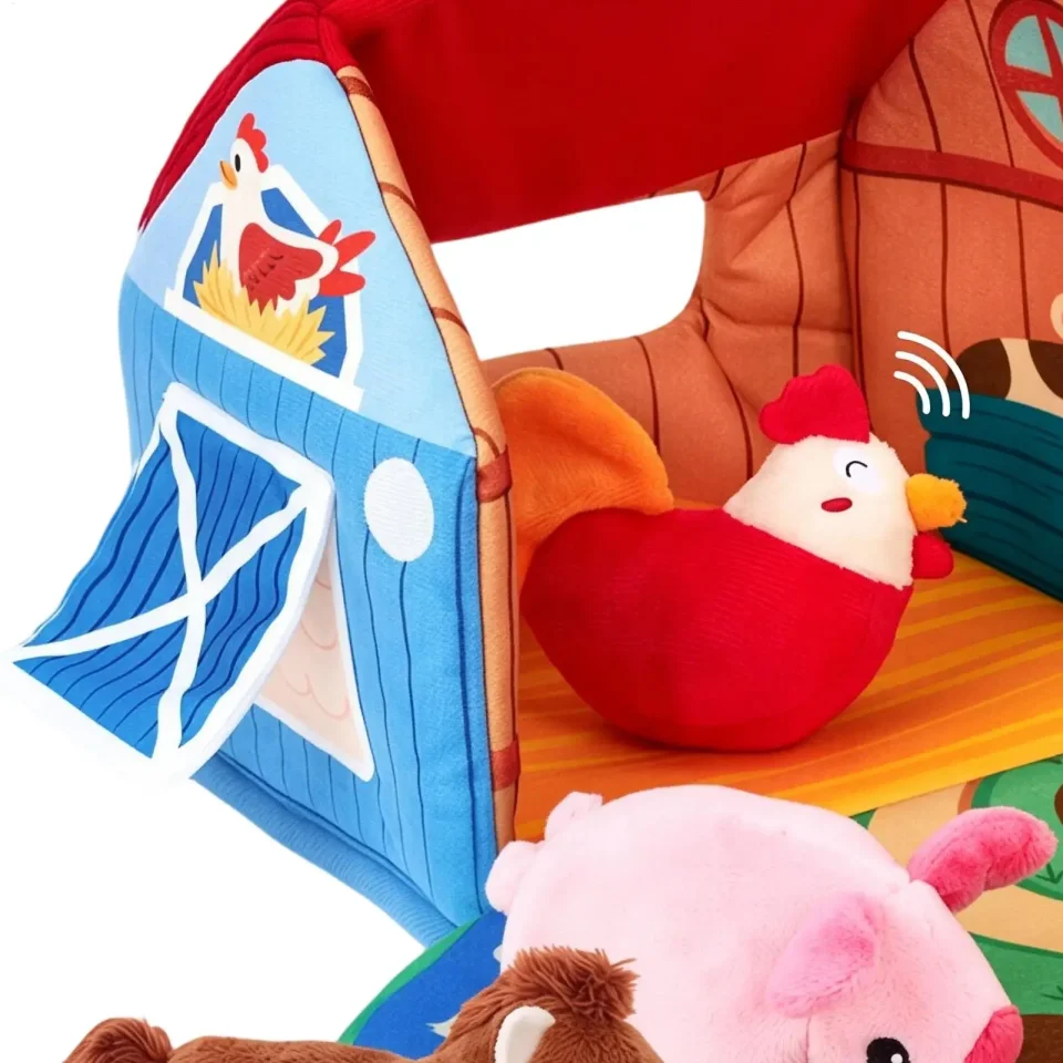 Juguete Sensorial para Niños, Peluche de Animales de Granja, Muñeco de Peluche Suave, Juguete de Simulación para Niños, Ideal para Niños y Niñas, Regalo para Festividades