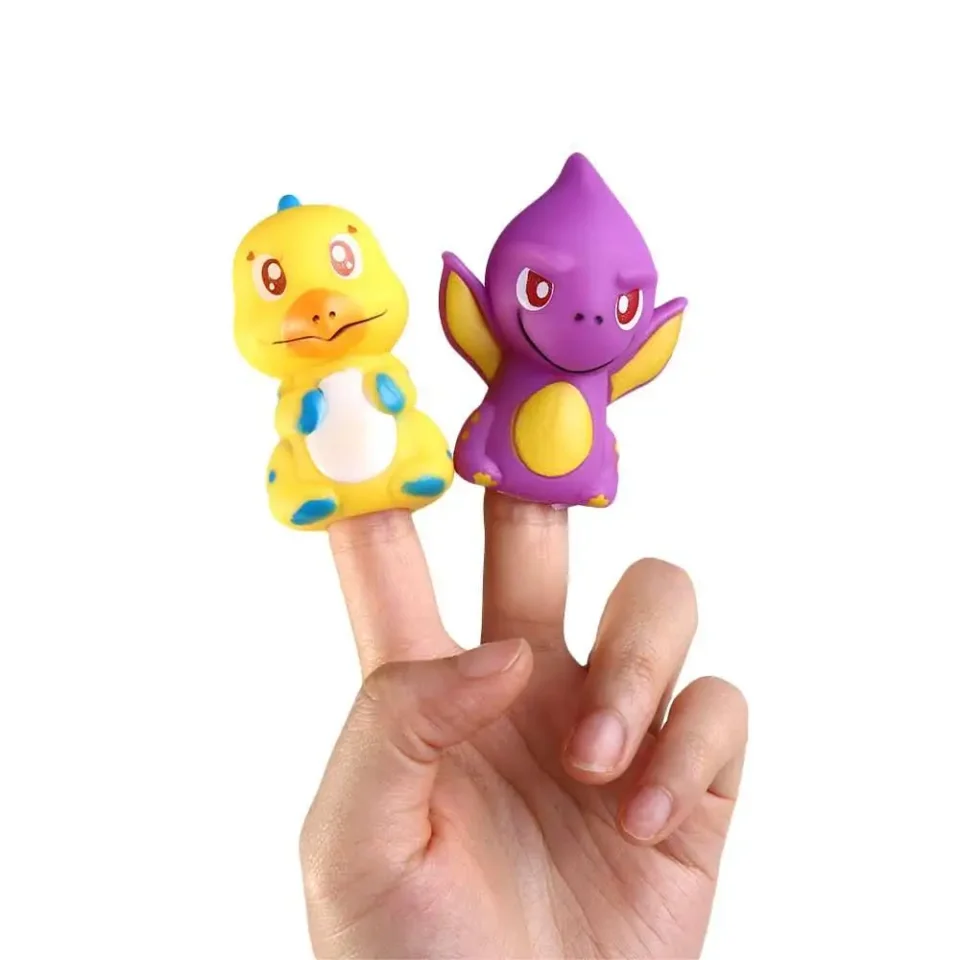 Marioneta de juguete, muñecos de dedo, juguetes de animales, animales de dibujos animados, dinosaurio, marionetas de mano, marionetas de dedos, guantes de cabeza de Animal, juguetes de manos pequeñas