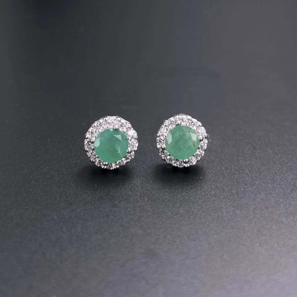 Conjuntos de joyería de Esmeralda Natural elegante, piedras preciosas de plata esterlina 925, joyería fina de 5mm para mujer, regalo de joyería fina para fiesta y boda