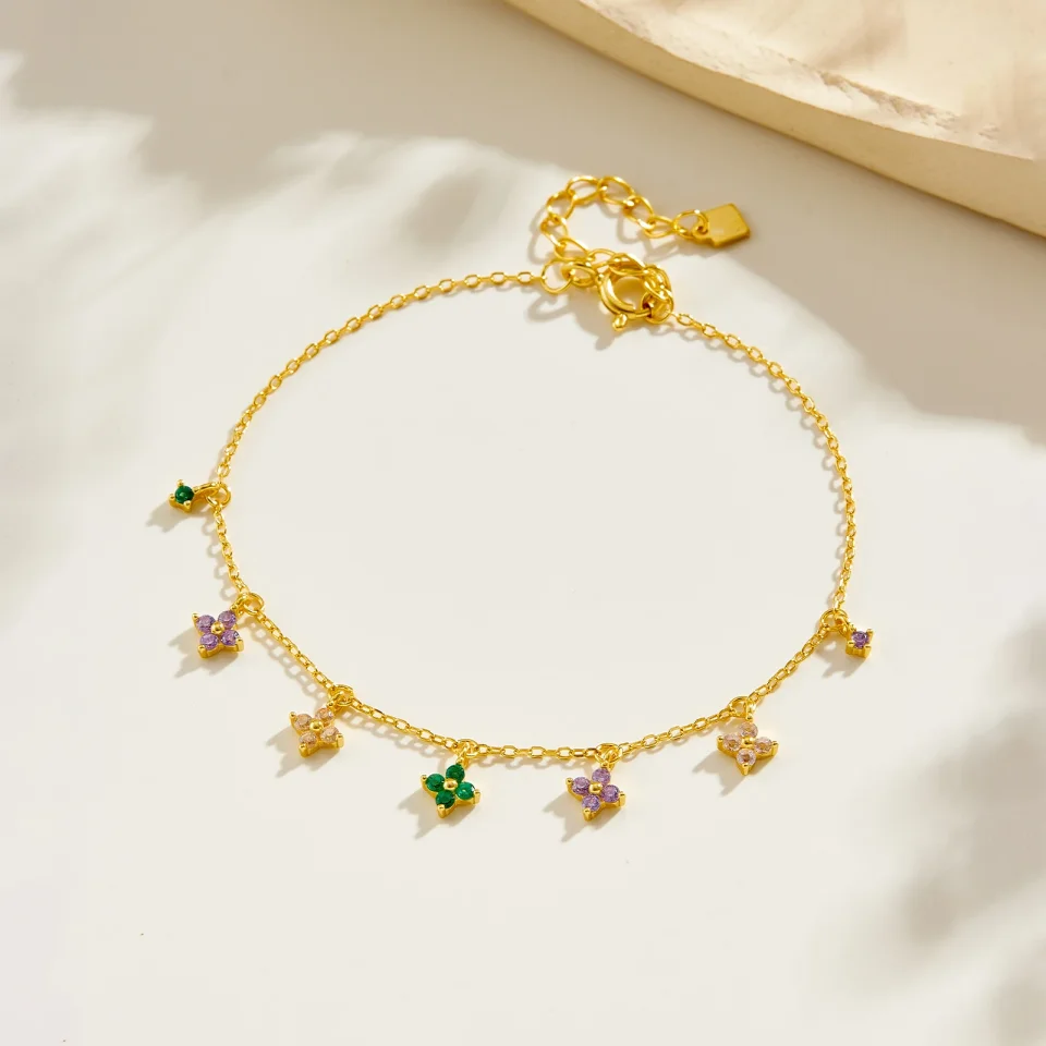ANDYWEN - Juego de Collar y Pulsera de Plata de Ley 925 con Circonitas de Colores, Joyería Delicada de Lujo para Uso Diario, Regalo para Mujer 2025