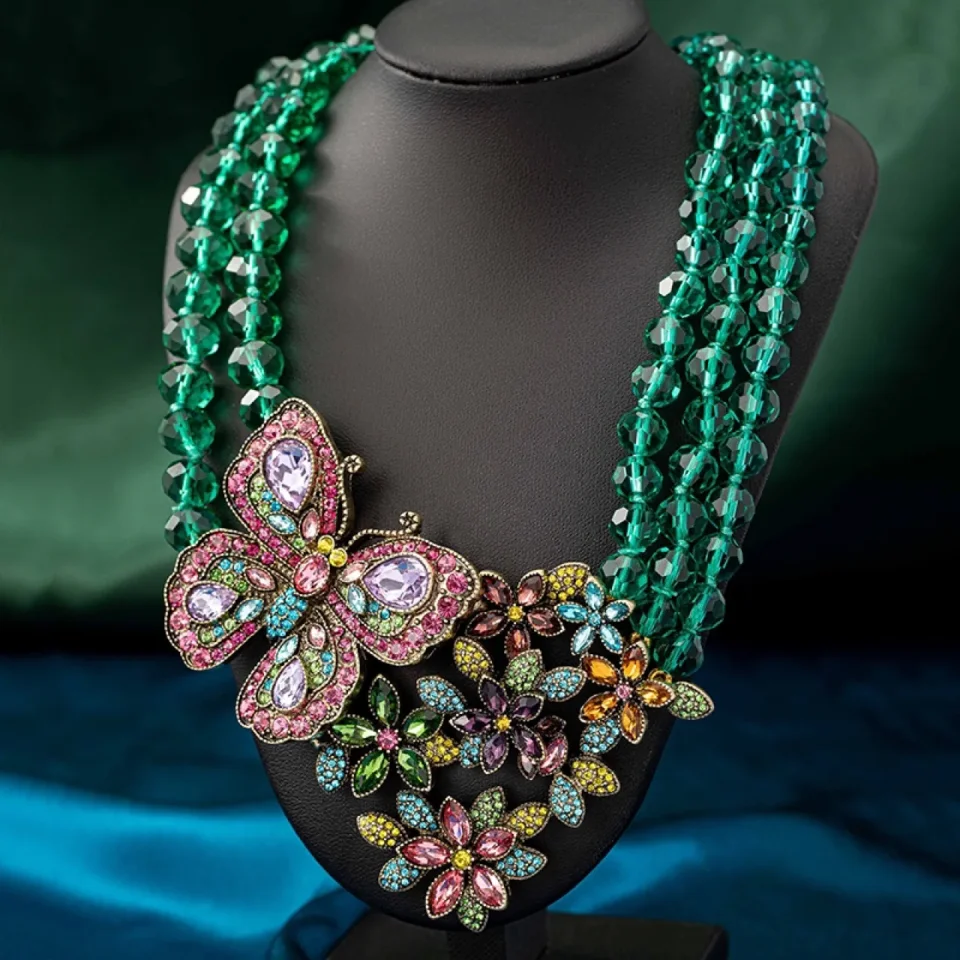 Conjunto de joyería de collar de mujer vintage de fiesta de noche de moda para mujer